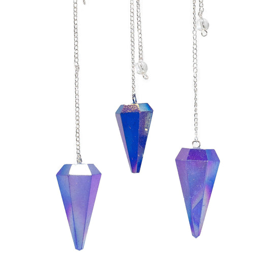 Sechsseitiges Pendel – Aurora-blauer Kristall – 4 cm