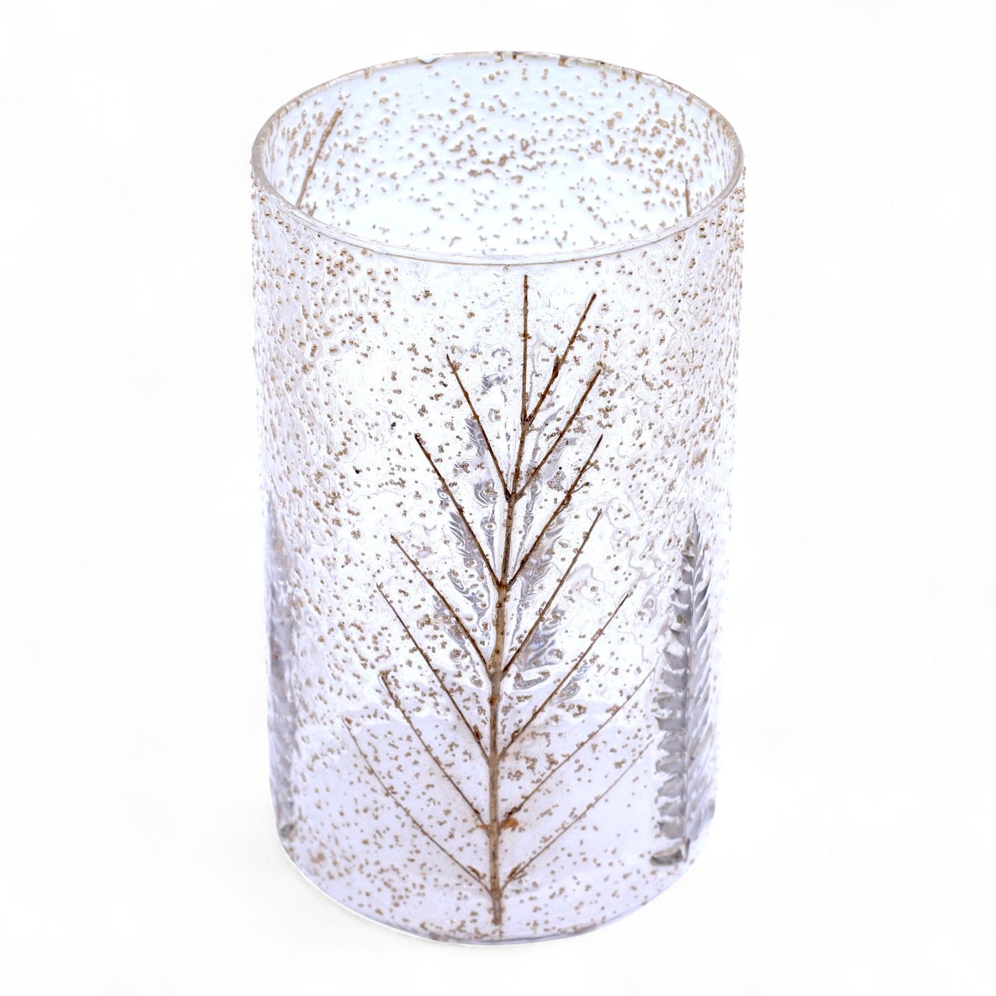 Natürlicher Kerzenhalter aus Glas mit Blumenmuster – Hohe Vase – Kiefer (19 x 11 cm)