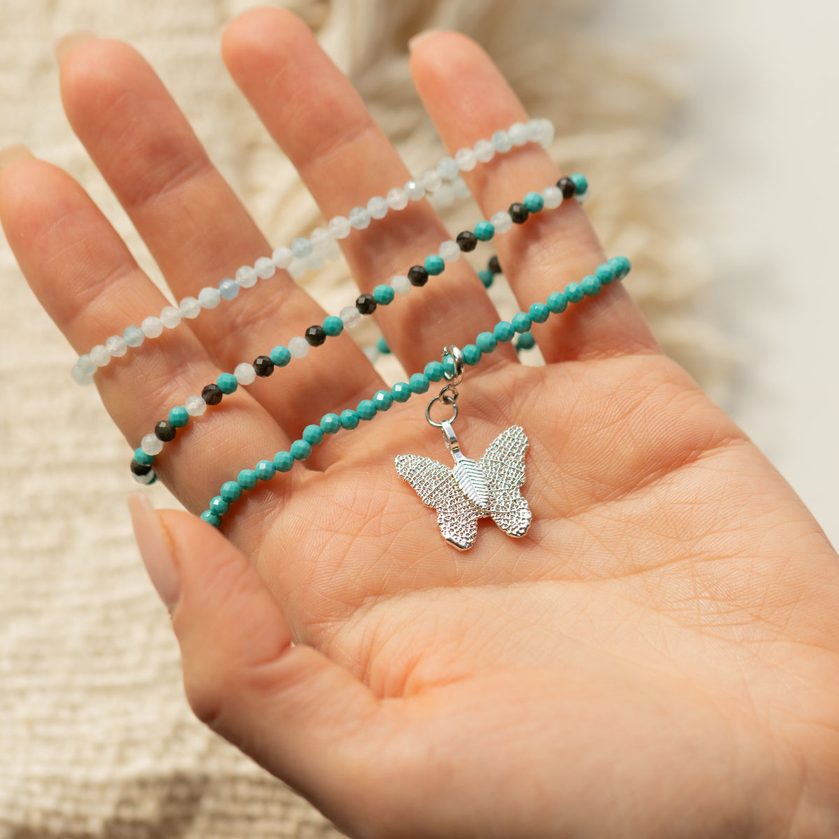 Conjunto de pulseras de gemas con Espíritu de Ninfa - Océano sin fin