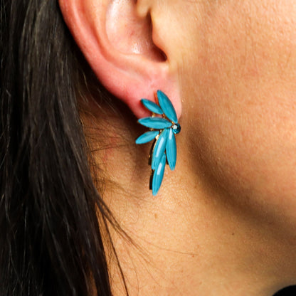 Verde azulado - Vidrio vintage - Hadas - Pendientes
