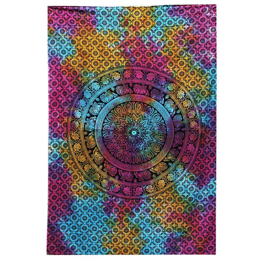 Doppelte Baumwollsteppdecke + Wandteppich - Elefanten-Mandala