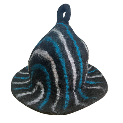 Sombrero de sauna de fieltro - Rayas negras y azules