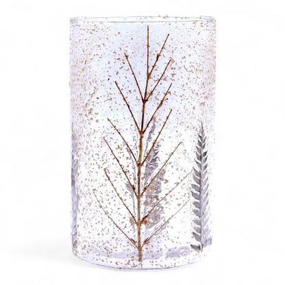 Bougeoir en verre floral naturel - Grand vase - Pin (19 x 11 cm)