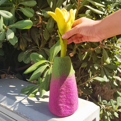 Jarrones de flores de fieltro – Conjunto de 3 diseños variados