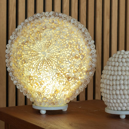 Lampe coquillage Boho - Grand coquillage rond - 30 cm