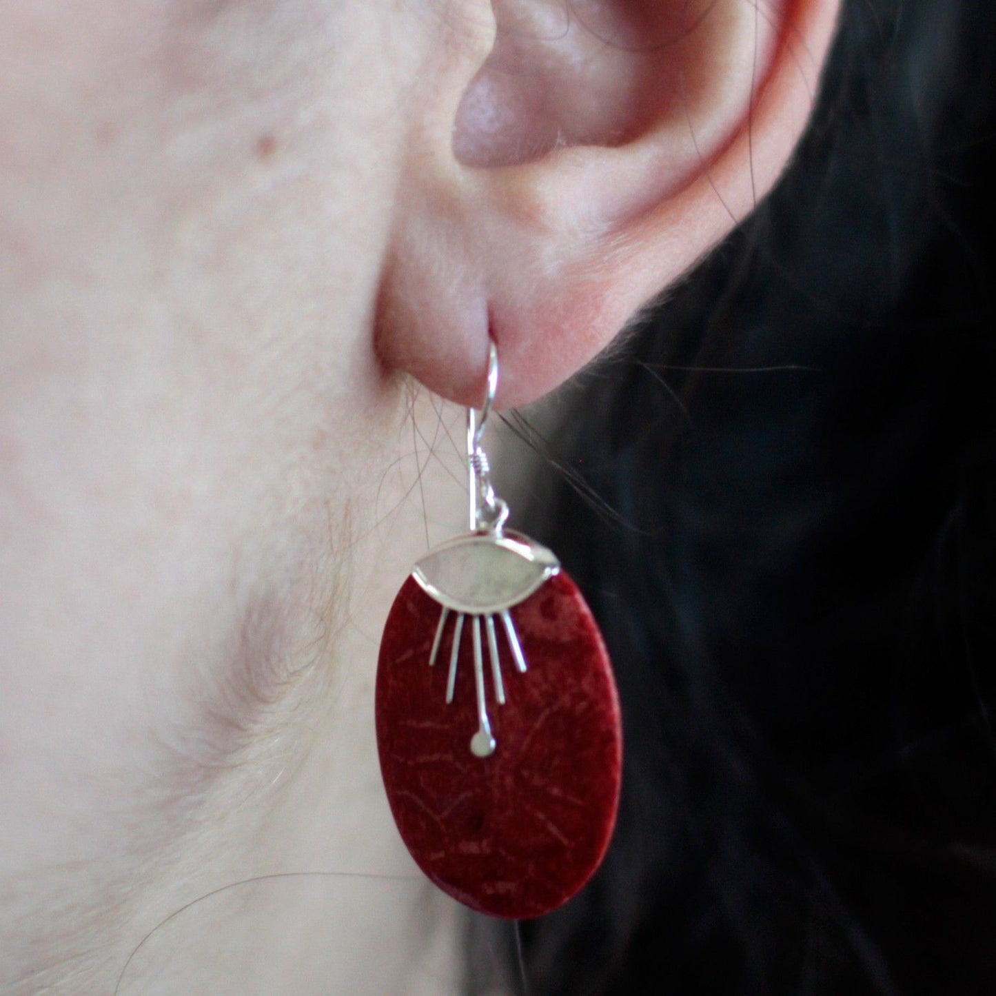 Pendientes Plata Coral Ovalados