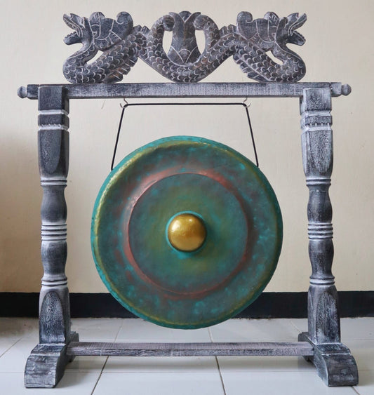 Gong de méditation moyen avec support - 35 cm - Vert