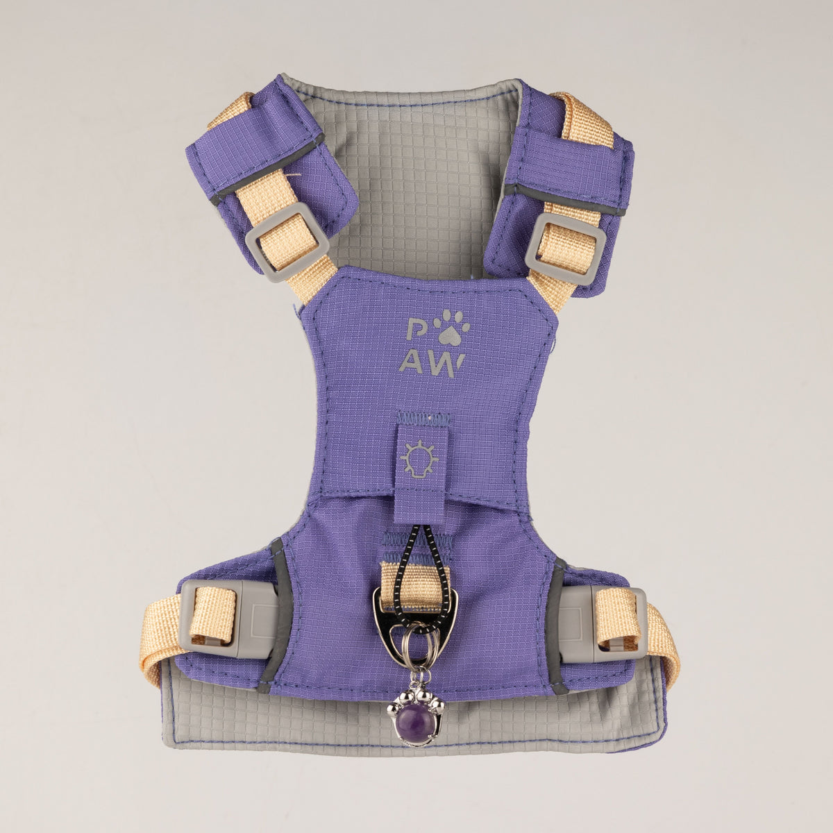 PAW - S (4-8 kg) Arnés de paso para perros Guardian con malla reflectante - Lavanda - Colgante de amatista