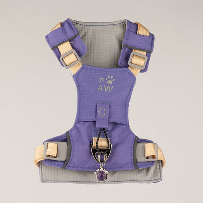 PAW - S (4-8 kg) Arnés de paso para perros Guardian con malla reflectante - Lavanda - Colgante de amatista
