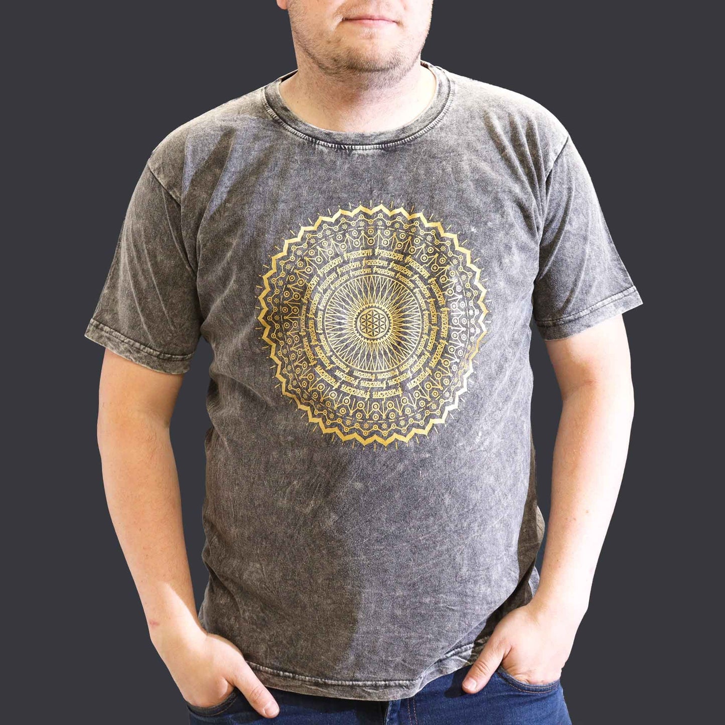 T-shirt oversize Nomad Sari - Mandala - Gris foncé