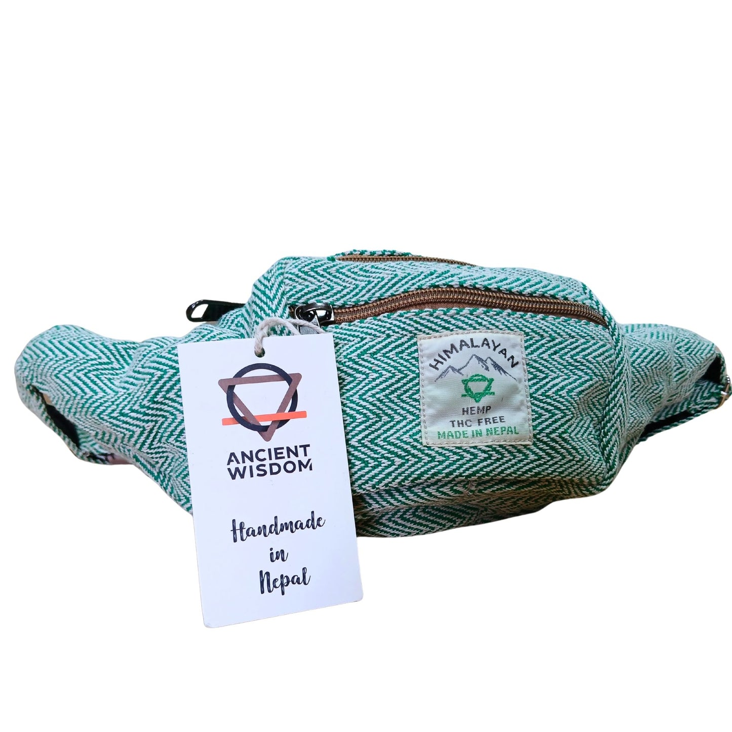 Gürteltasche (oder Bauchtasche) im Hanf- und Baumwollstil - Salbeigrün