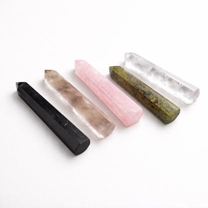 Punta obelisco de seis caras de piedra preciosa aprox. 11 cm - cuarzo rosa