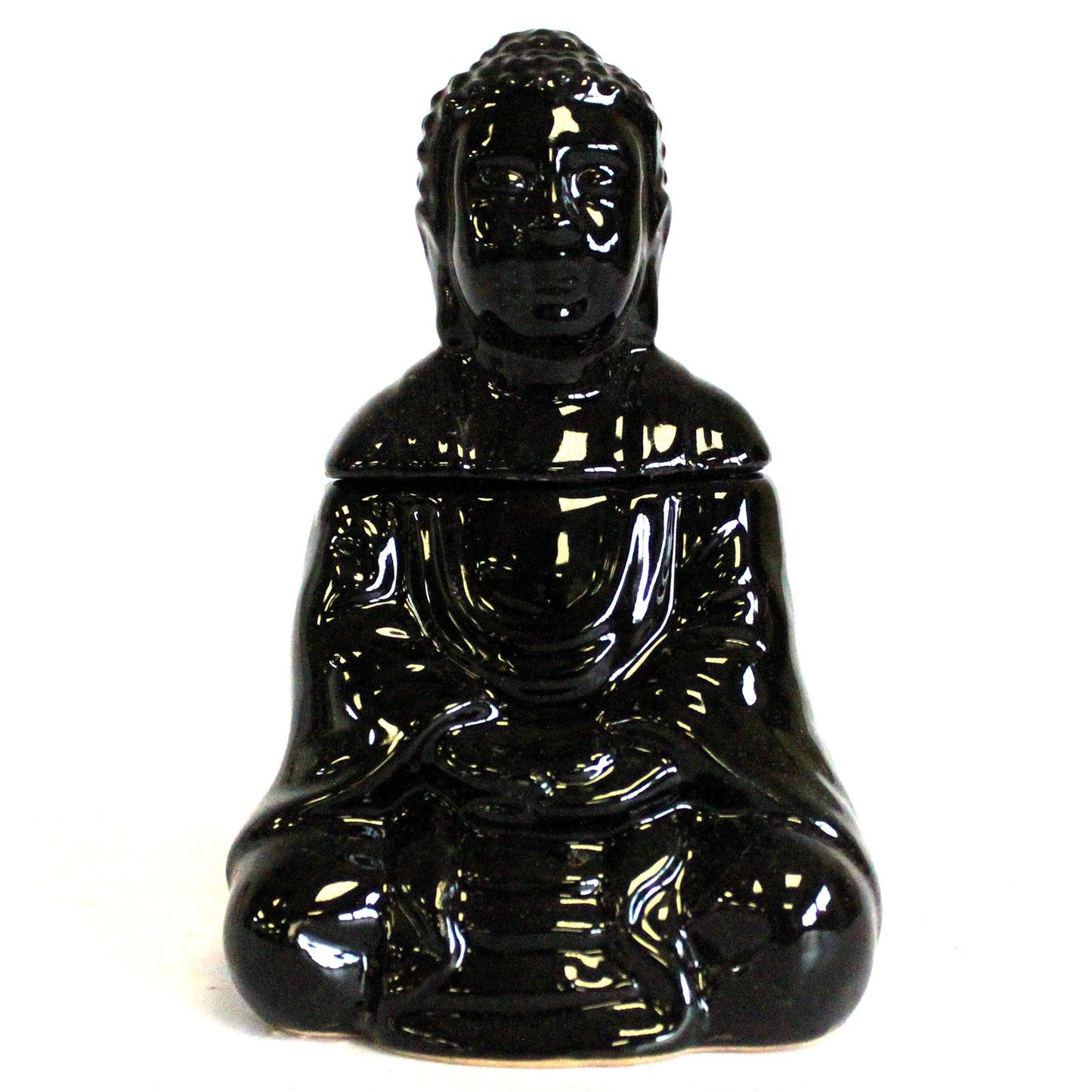 Quemador de Aceite Buda Sentado Negro