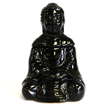 Quemador de Aceite Buda Sentado Negro