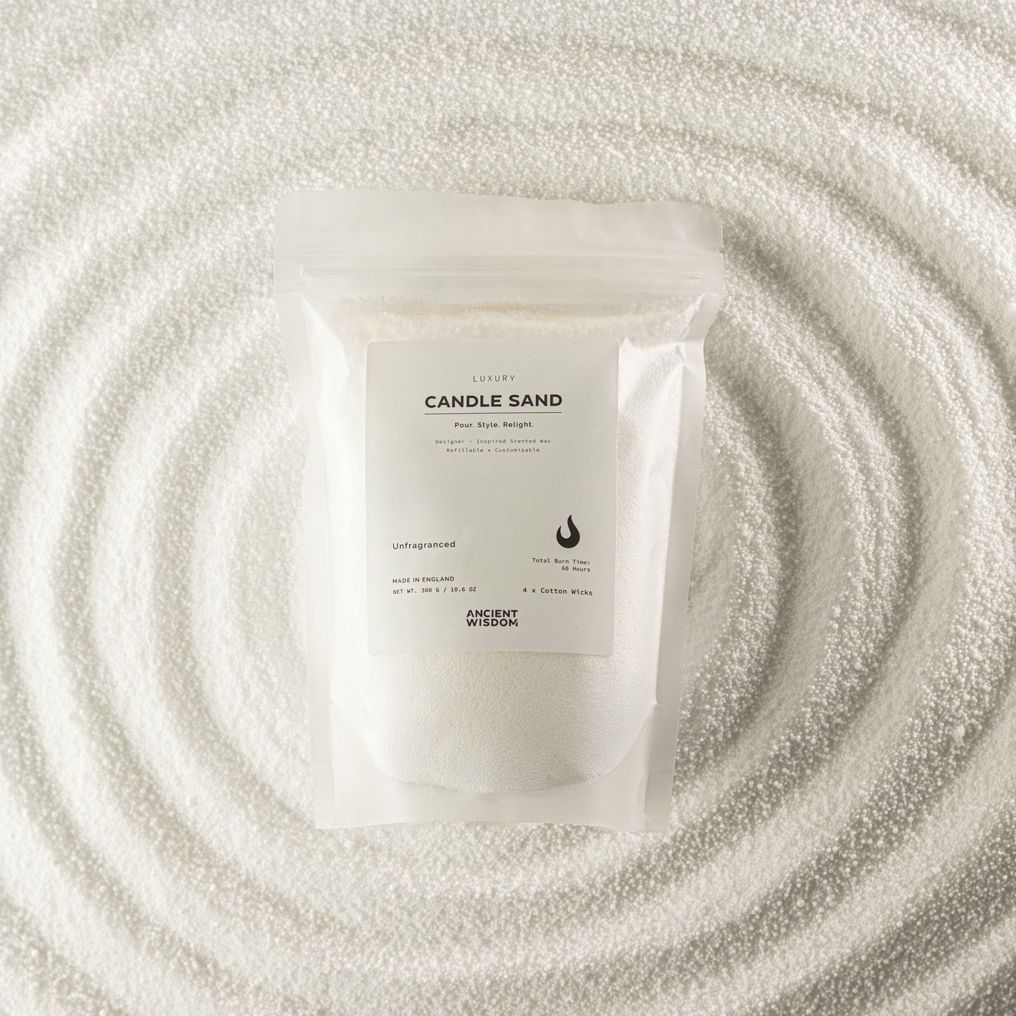 Arena para velas sin fragancia - Blanca - 300 g