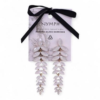 Boucles d'oreilles longues en verre vintage et perle