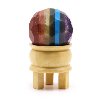 Boule de guérison en pierres précieuses et support - Sept chakras