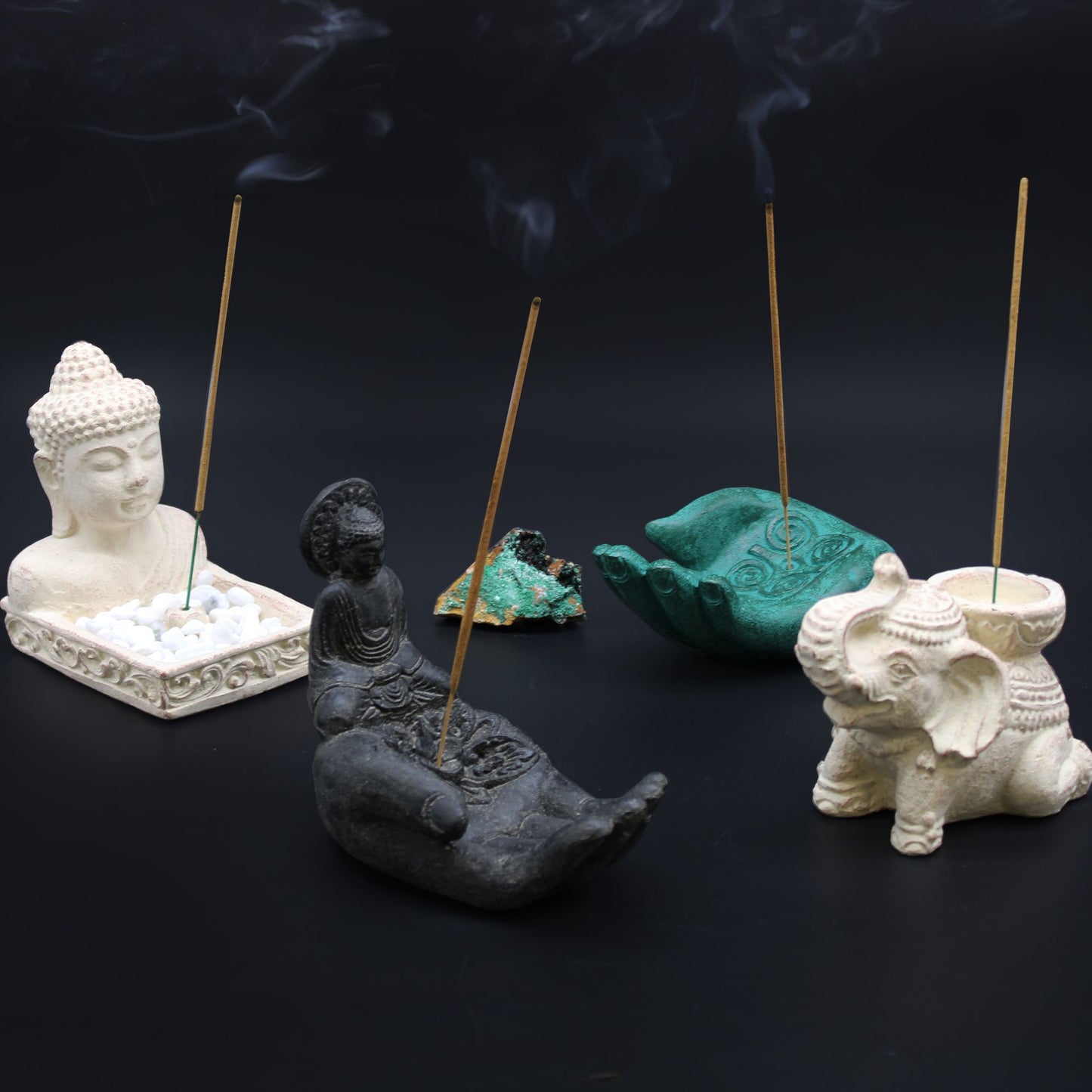 Buddha &amp; Hand-Räuchergefäß (Schwarz)