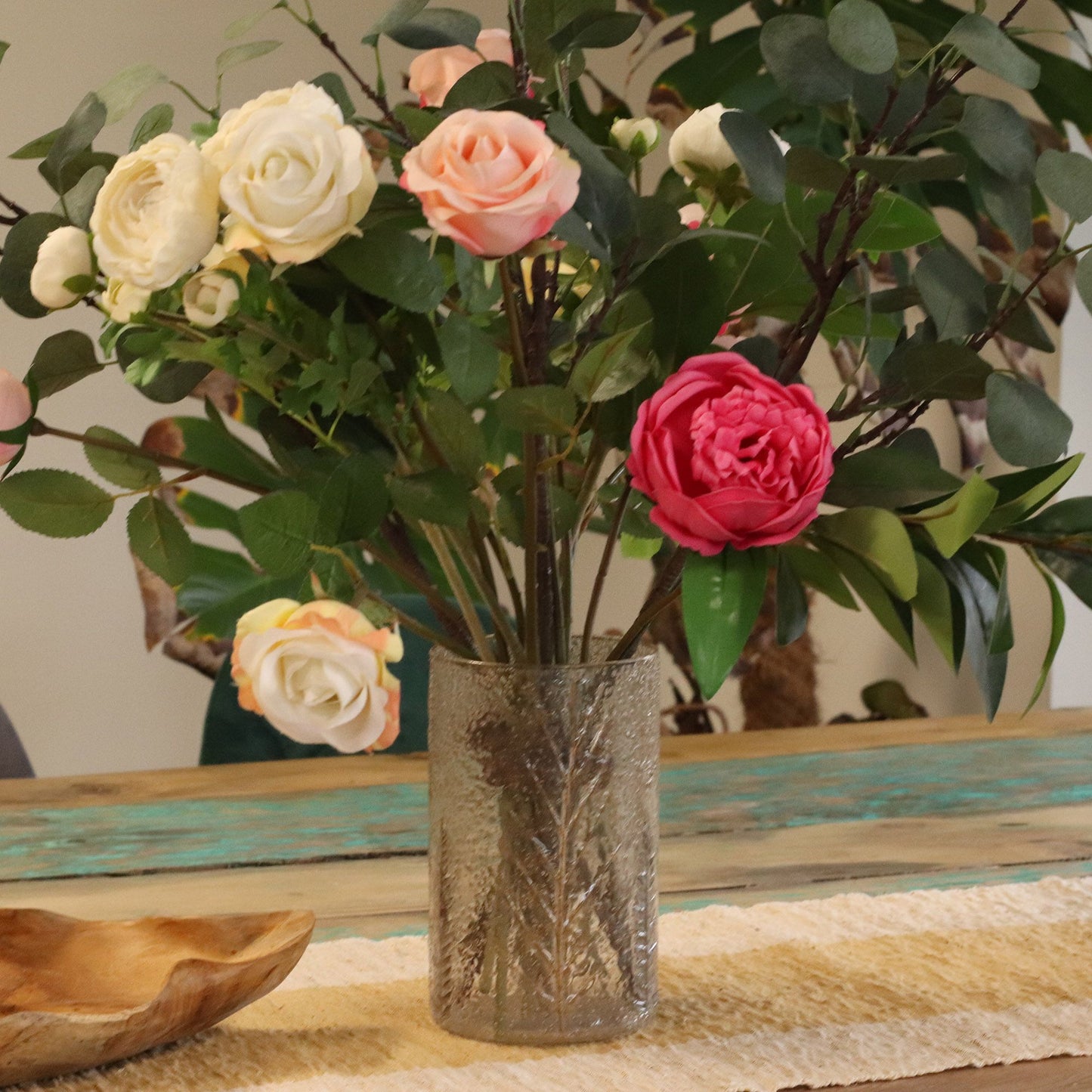 Bougeoir en verre floral naturel - Grand vase - Pin (19 x 11 cm)