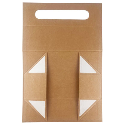 Caja de regalo plegable - con forma de caja de vino (33.5x10x10.5cm) - Marrón kraft