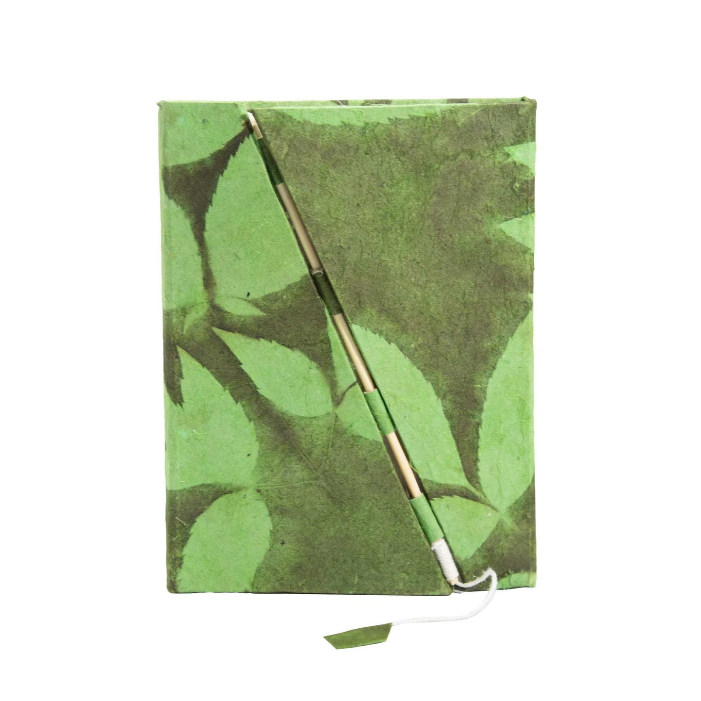 Lokta Bold Floral Bamboo Lock Notizbuch – Mittel (15x12cm) – 45 Blatt – Moosgrün