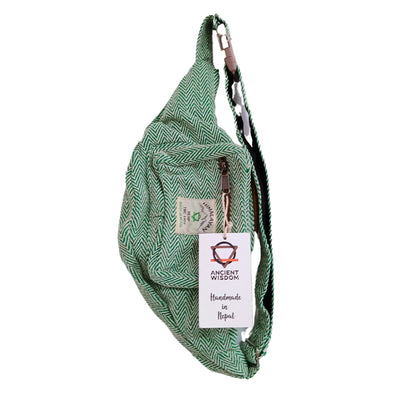 Gürteltasche (oder Bauchtasche) im Hanf- und Baumwollstil - Salbeigrün