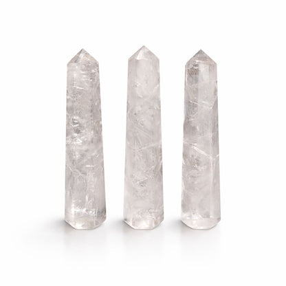 Punta de obelisco de seis caras de piedra preciosa aprox. 11 cm - Cuarzo claro