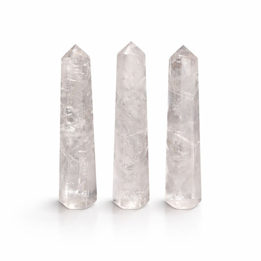 Punta de obelisco de seis caras de piedra preciosa aprox. 11 cm - Cuarzo claro