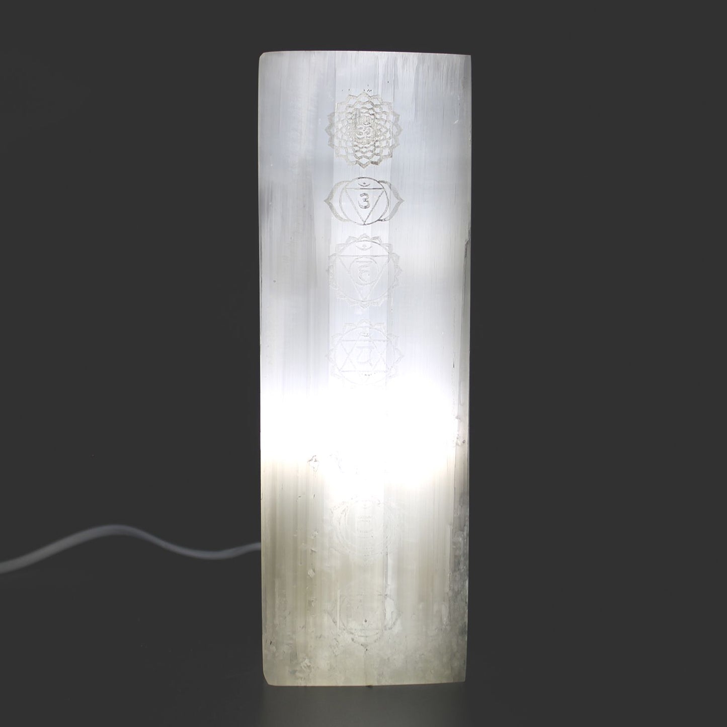 Lámpara Bloque Selenita 25cm - Lámpara Chakra