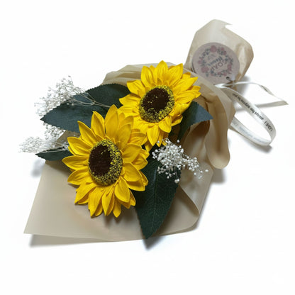 Seifenblume – Strauß aus zwei Sonnenblumen