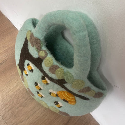 Sac en feutre en forme d'arbre et de ruche - 35 x 27 cm