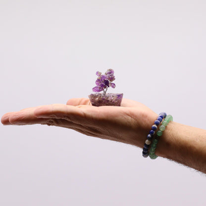 12 x Mini árboles de piedras preciosas sobre base de orgonita - Mezcla Surtida (15 piedras)