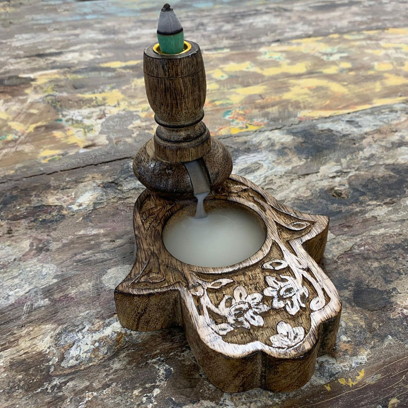 Kleiner Rückbrenner aus Mangoholz - Hamsa