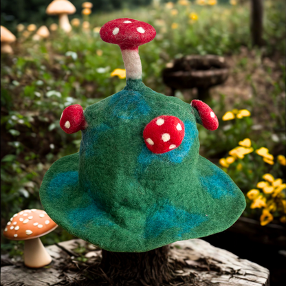 Sombrero de hongo de fieltro - Verde musgo de montaña