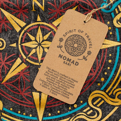 Nomad Sari Camiseta de algodón lavado a piedra - Brújula de la vida - Gris carbón - Pequeño