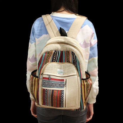 Großer Hanf-Rucksack – gerader Reißverschluss