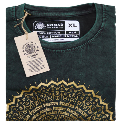 T-shirt sari nomade extra large - Mandala - Vert