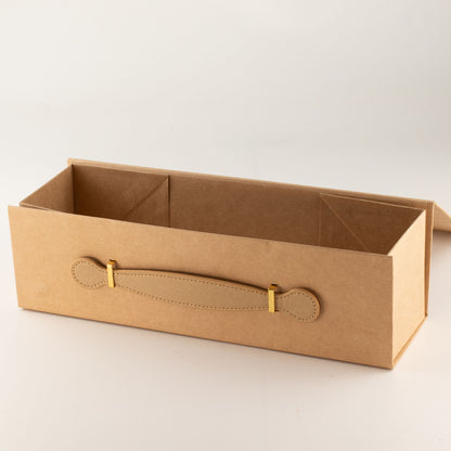 Caja de regalo plegable - con forma de caja de vino (33.5x10x10.5cm) - Marrón kraft
