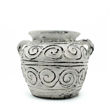 Jardinière grecque en argile avec poignées - Crème 15 cm