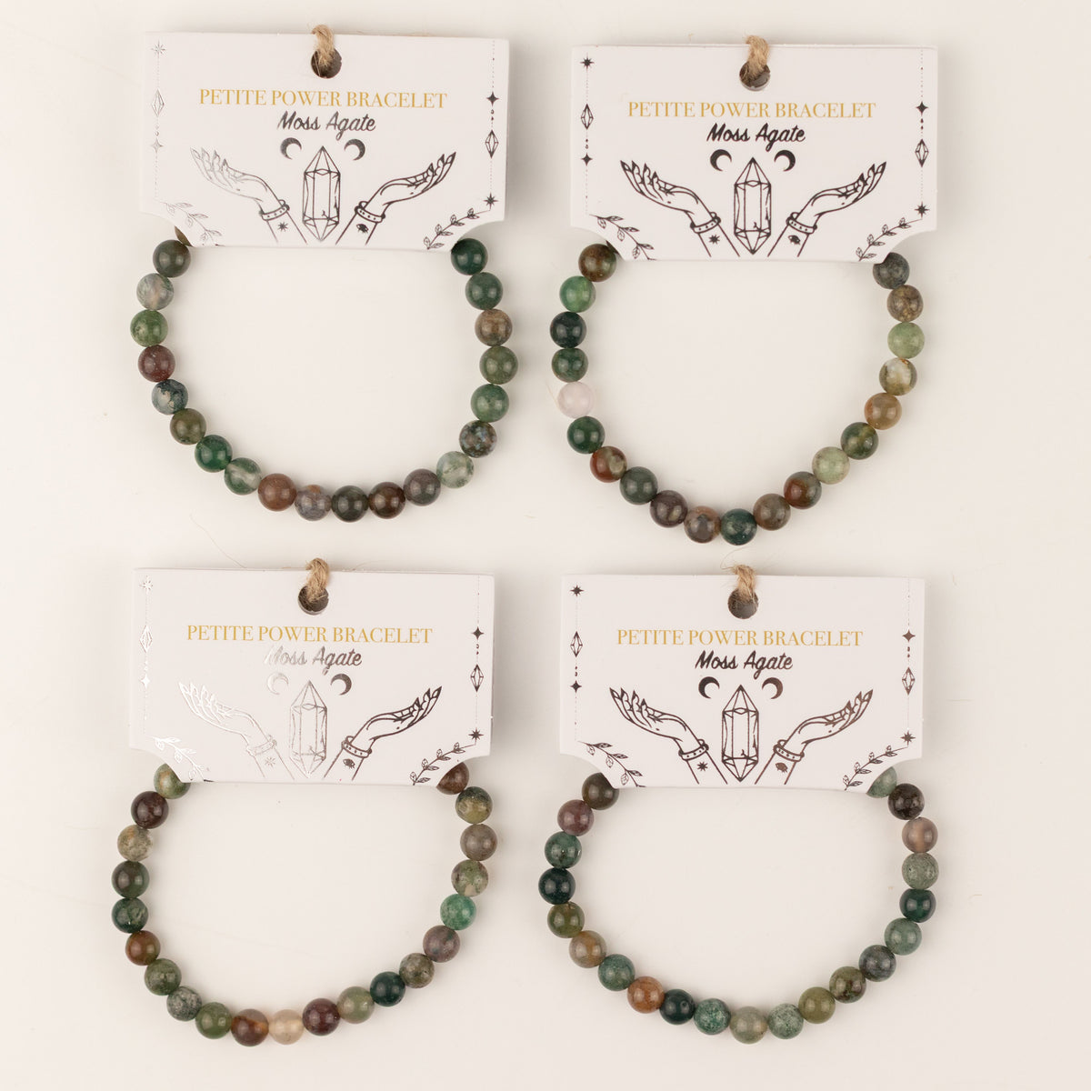 Pulsera Petite Power (17 cm x 6 mm) - ágata musgosa