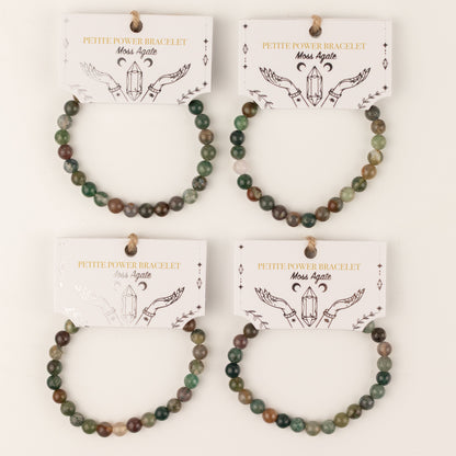 Pulsera Petite Power (17 cm x 6 mm) - ágata musgosa