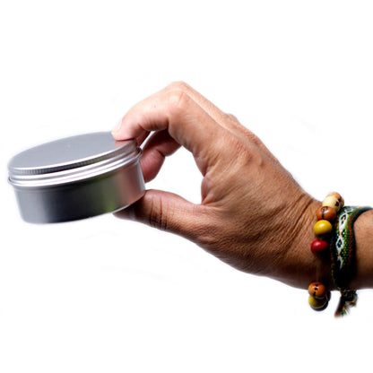 Caja de aluminio redonda de 100 ml con tapa de rosca