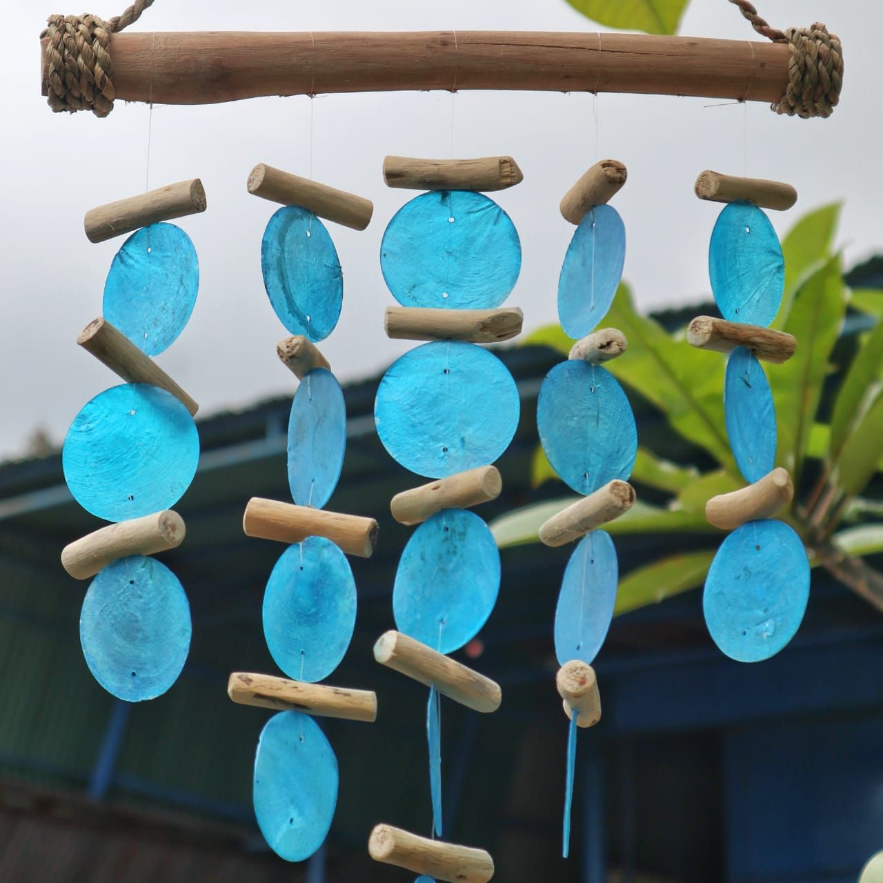 Carillón de madera flotante - Azul