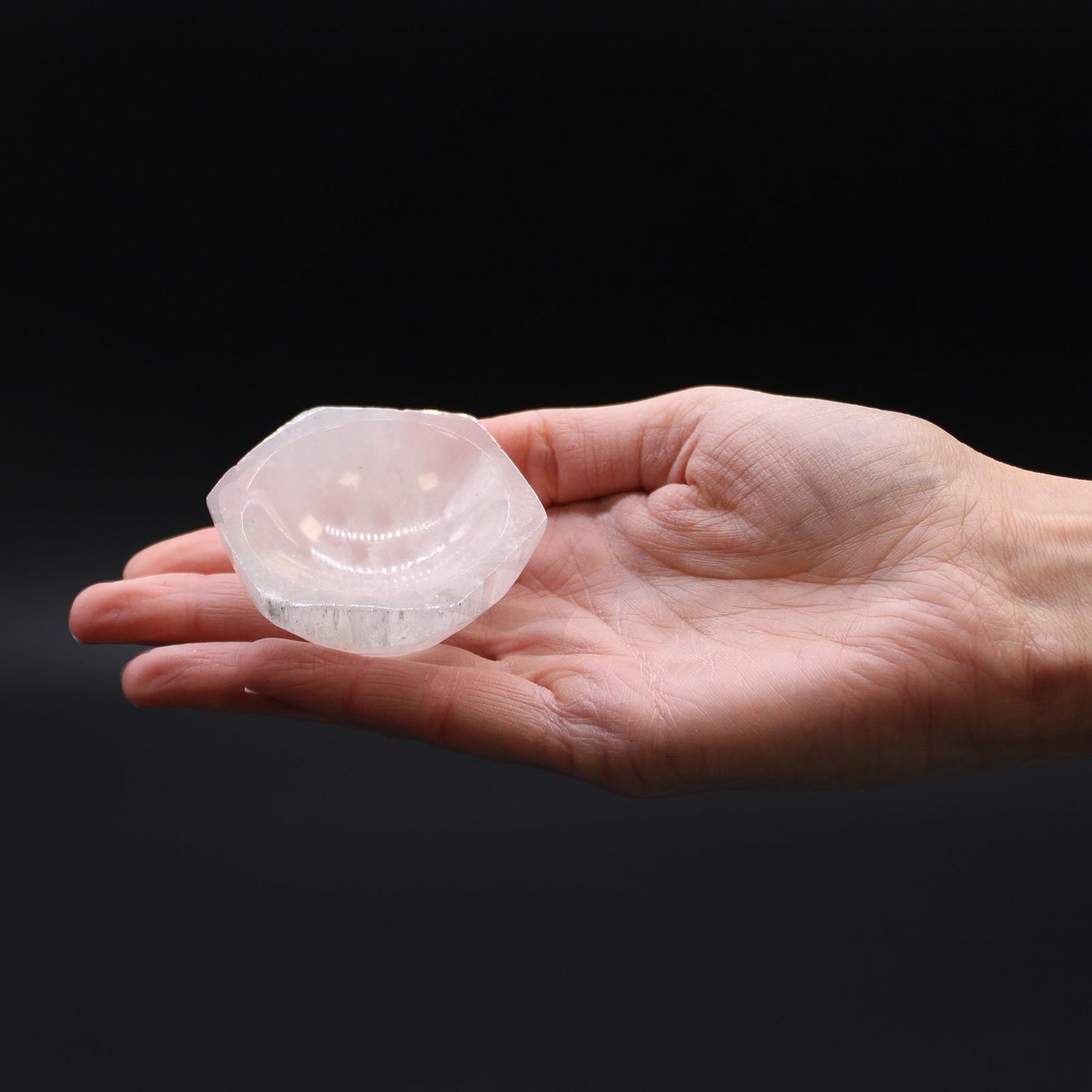 Cuenco hexagonal de selenita - 6cm