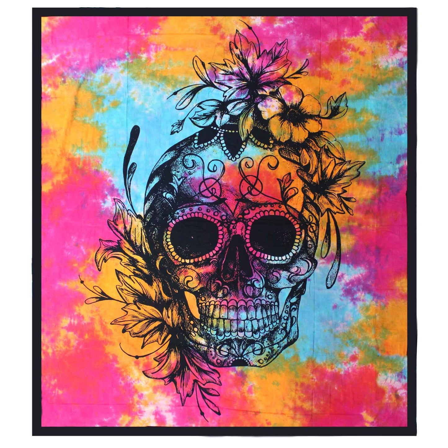 Couette double en coton + tapisserie murale - Crâne du Jour des Morts