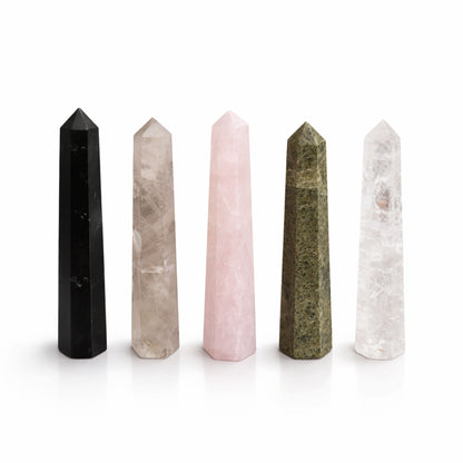 Punta de obelisco de seis caras de piedra preciosa aprox. 11 cm - Cuarzo claro