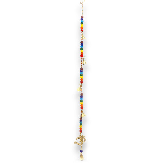 Indische Glocken – Messing-OM-Chakra-Perlen-Seilglocken – 53 cm