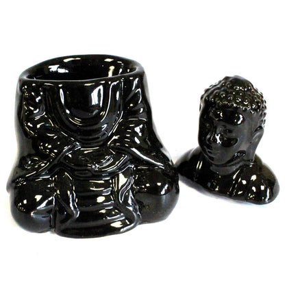 Quemador de Aceite Buda Sentado Negro