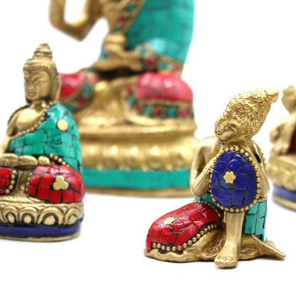 Figura de Buda de Latón - Pensando - 6.5 cm