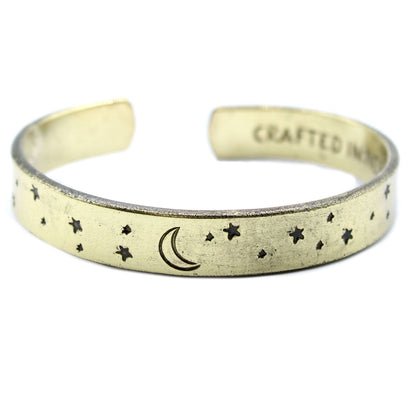 Inspirierendes Armband - Messing Sonnenaufgang, Galaxie, Sterne, Erde